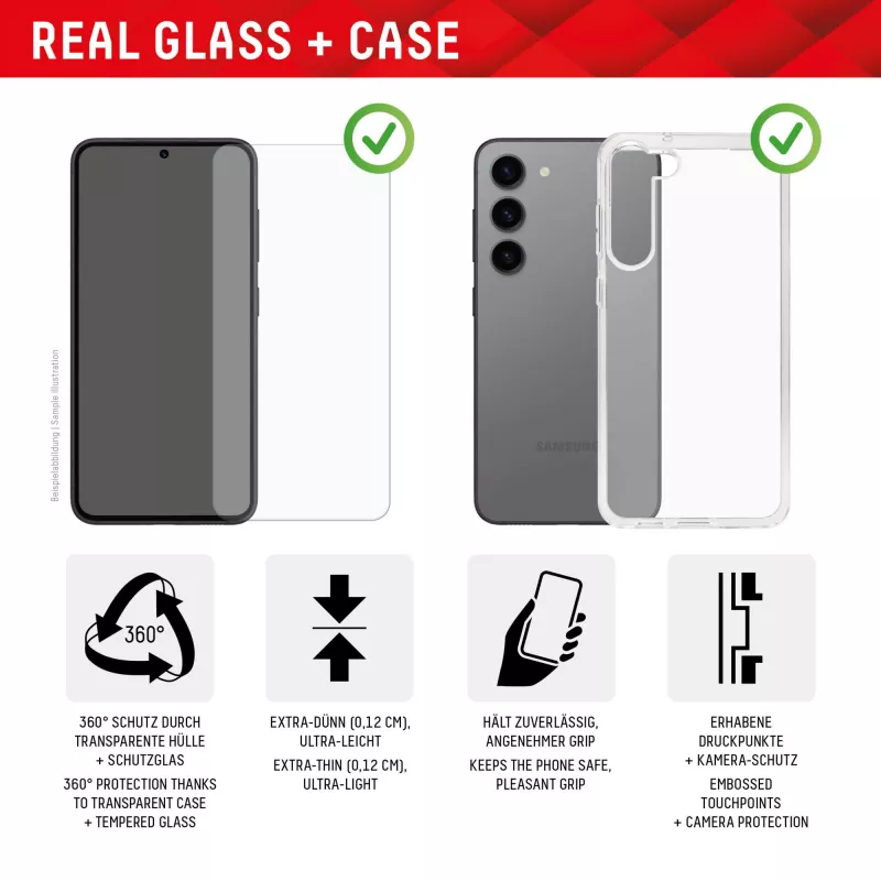 Displex Displayschutzfolie + Hülle für Samsung Galaxy A55 5G, Eco-Montagerahmen, kratzfest