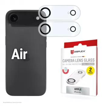 Displex Full Cover Kamera-Linsen-Glas iPhone Air, 10H, vollständiger Kameraschutz, Quick Mount, 2 Stück