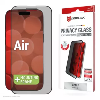 Displex Privacy Screen Protector (10H) für Apple iPhone Air, Eco Montagerahmen, Blickschutzfilter