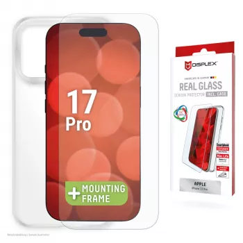 Displex Displayschutzfolie + Hülle für Apple iPhone 17 Pro, Eco-Montagerahmen, kratzfest