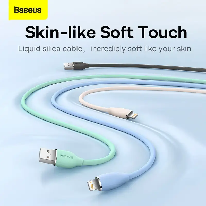 USB 2.0 Datenkabel Baseus Jelly Lightning auf USB-A 1,2 m, Schwarz