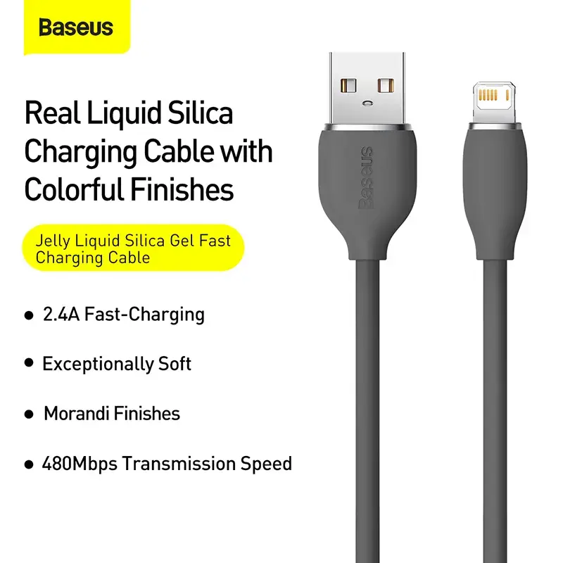 USB 2.0 Datenkabel Baseus Jelly Lightning auf USB-A 1,2 m, Schwarz