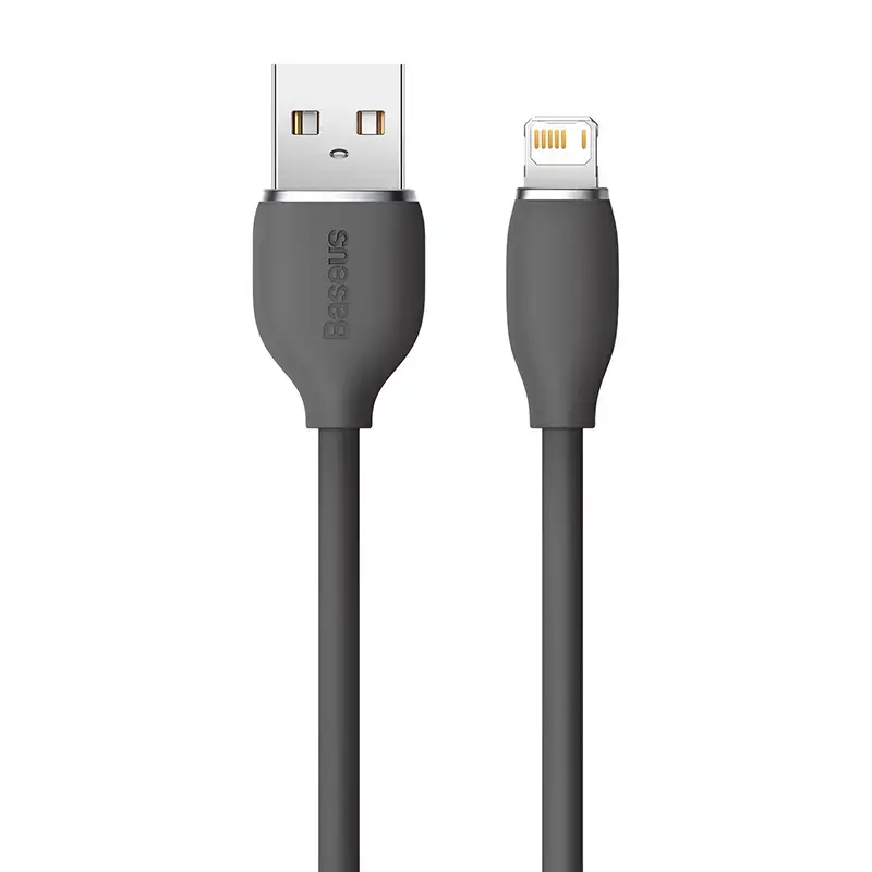 USB 2.0 Datenkabel Baseus Jelly Lightning auf USB-A 1,2 m, Schwarz