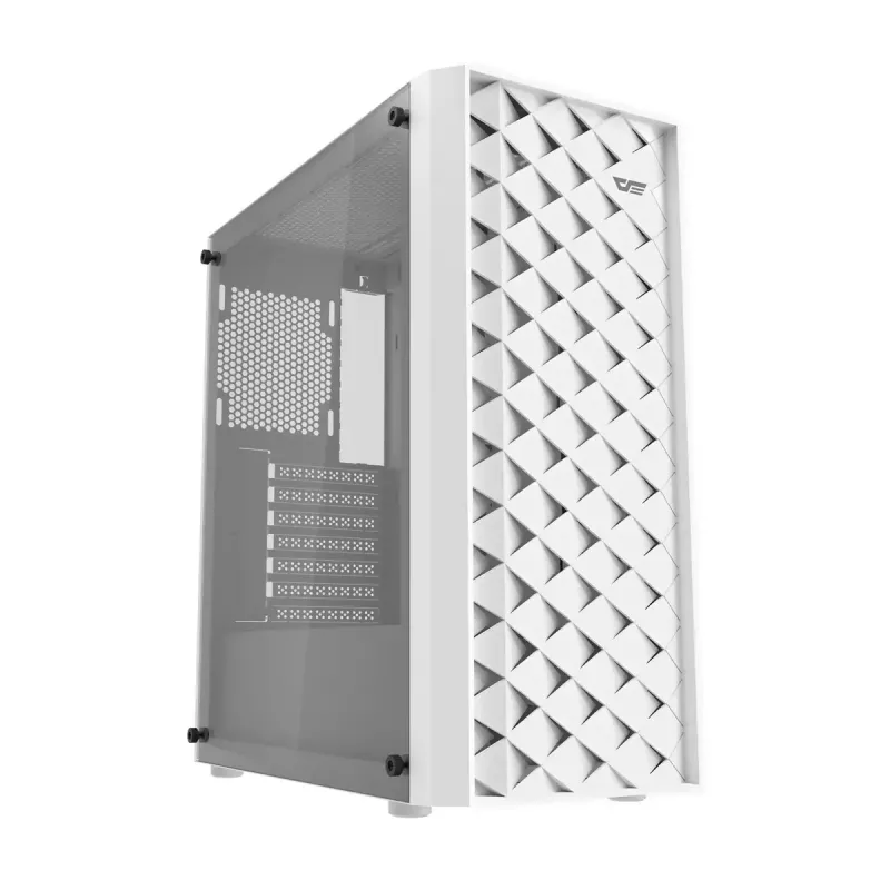 Darkflash DK351 Computergehäuse, weiß, mit 4 RGB-Lüftern
