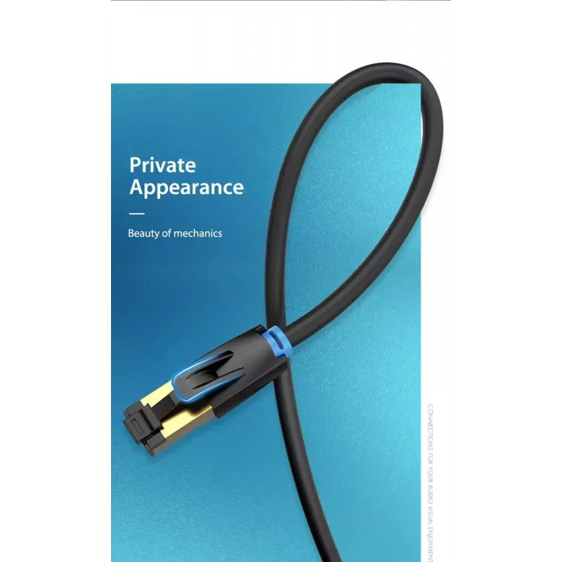 Ethernet-Patchkabel Vention Cat.8 S/FTP 1 m Schwarz RJ-45 Goldbeschichtet