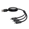USB 3-in-1 Kabel Baseus Free2Draw (USB-A auf Micro USB + Lightning + USB-C), 100 W, 1,1 m, schwarz