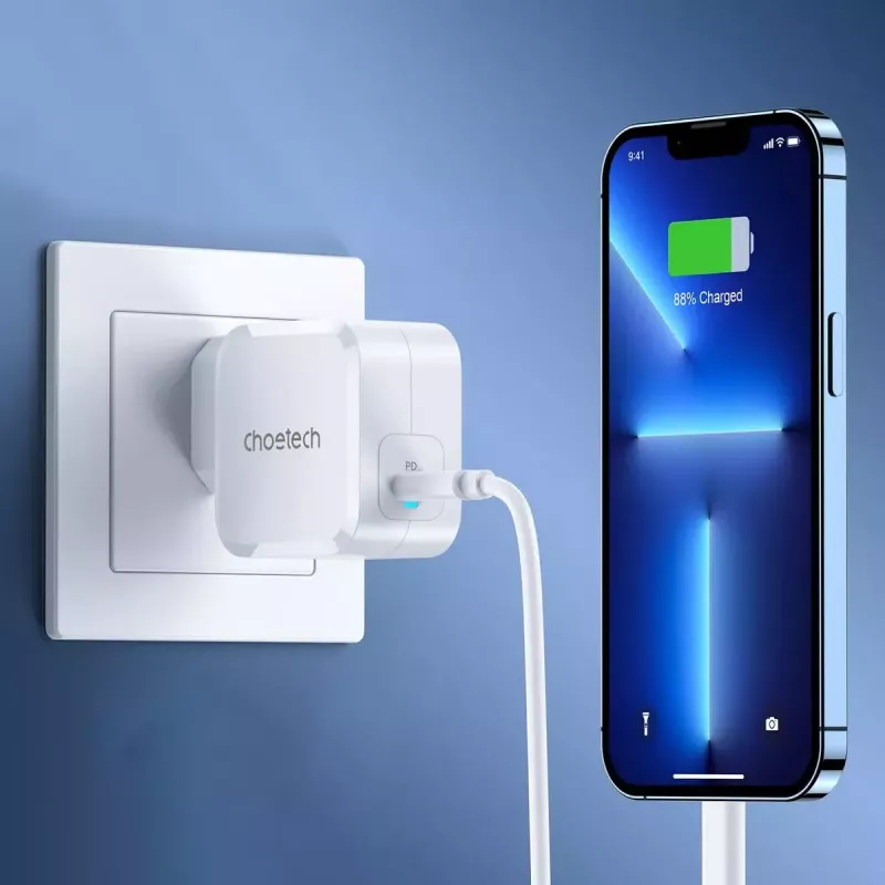 CHOETECH PD8007 GaN USB-C-Ladegerät 45 W, PD3.0, QC3.0, PPS, EU, Weiß
