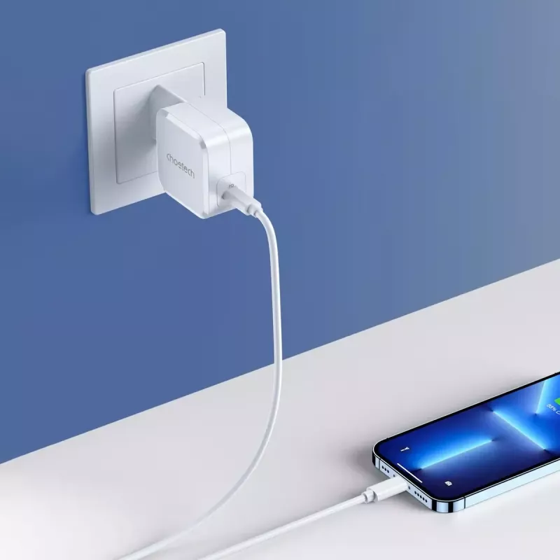 CHOETECH PD8007 GaN USB-C-Ladegerät 45 W, PD3.0, QC3.0, PPS, EU, Weiß