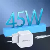 CHOETECH PD8007 GaN USB-C-Ladegerät 45 W, PD3.0, QC3.0, PPS, EU, Weiß