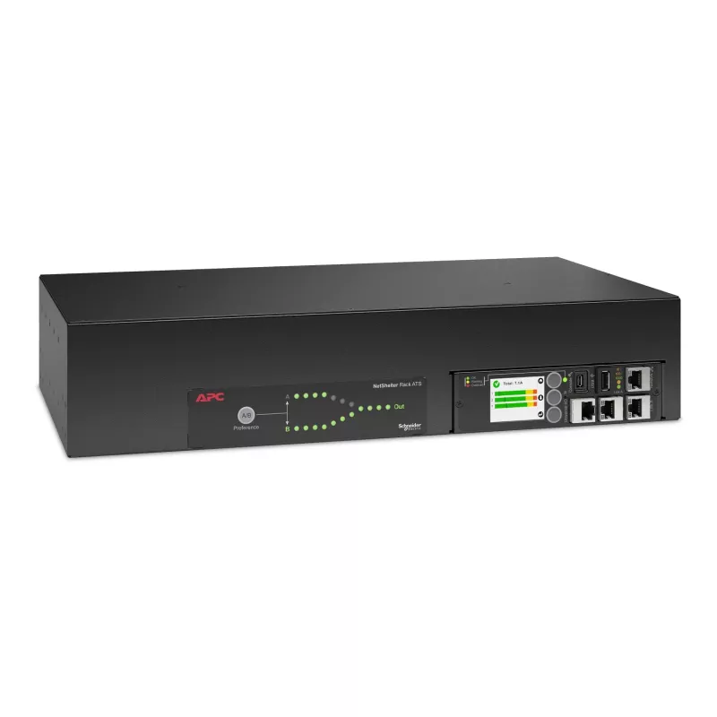 APC NetShelter Rack Automatic Transfer Switch, 2U, 32A, 230V, 2 IEC 309 IN, 16 C13, 2 C19 OUT, 50/60 Hz