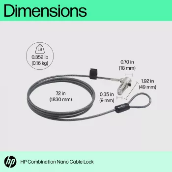 Kombinationsschloss HP Nano 63B28AA Edelstahl 1,83 m