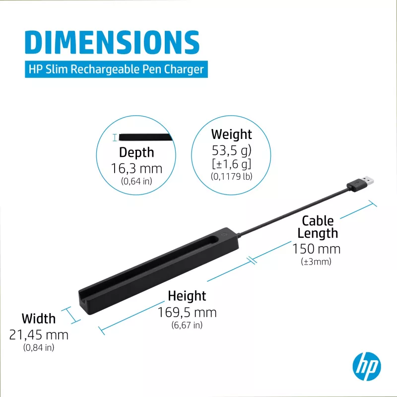 HP Ladegerät für wiederaufladbaren Slim Pen (4X491AA), USB-A
