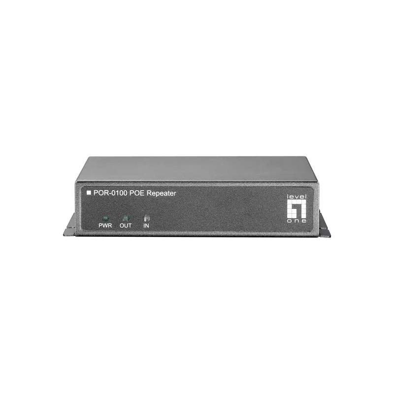 LevelOne POR-0100 PoE-Repeater, kaskadierbar, 2x Fast Ethernet, 10Base-T/100Base-TX, Grau