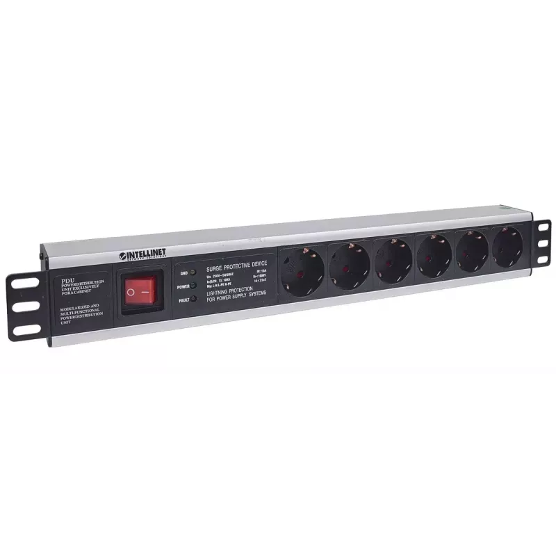Power Strip Intellinet 19 Zoll 1,5HE Rackmount 6-fach Schutzkontakt