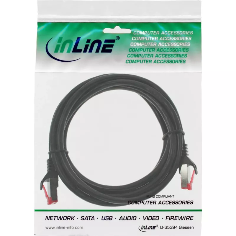 InLine Patchkabel S/FTP PiMF Cat.6 250MHz PVC Kupfer schwarz 0,25 m