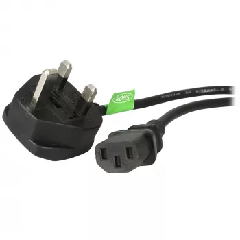 StarTech.com 1,8 m UK-Netzkabel, 18AWG, BS 1363 auf C13, 10 A 250 V, Schwarzes Ersatz-Netzkabel, Kaltgerätekabel, PC-Netzteil-Kabel, TV-/Monitor-Netzkabel