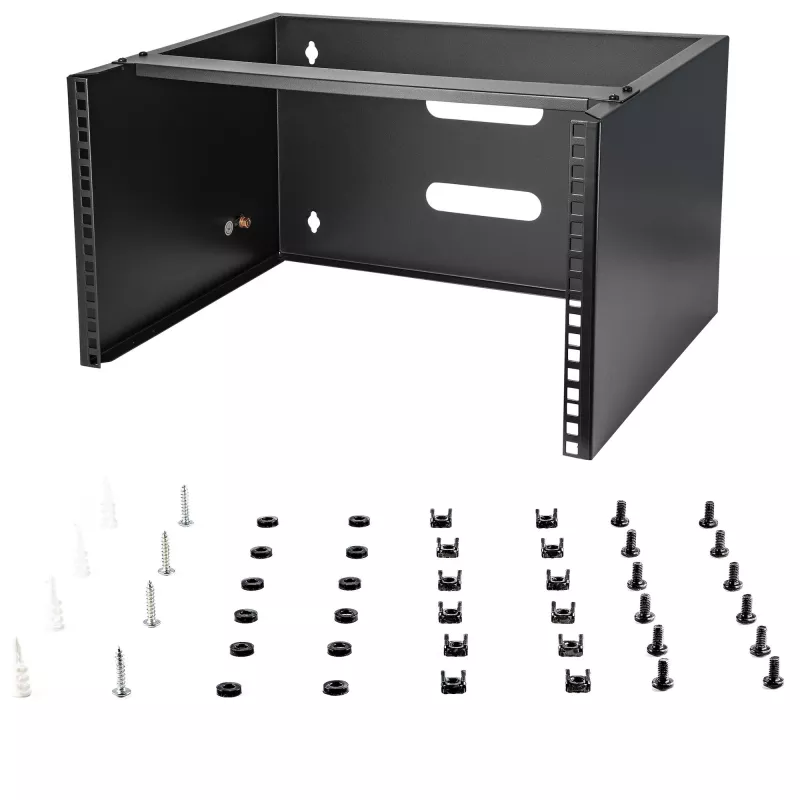 StarTech.com WALLMOUNT6 6HE Wandmontage-Halterung für Patchpanel, 19 Zoll, 35,5 cm tief, Stahl, Schwarz