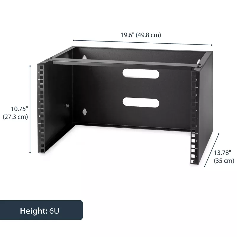 StarTech.com WALLMOUNT6 6HE Wandmontage-Halterung für Patchpanel, 19 Zoll, 35,5 cm tief, Stahl, Schwarz
