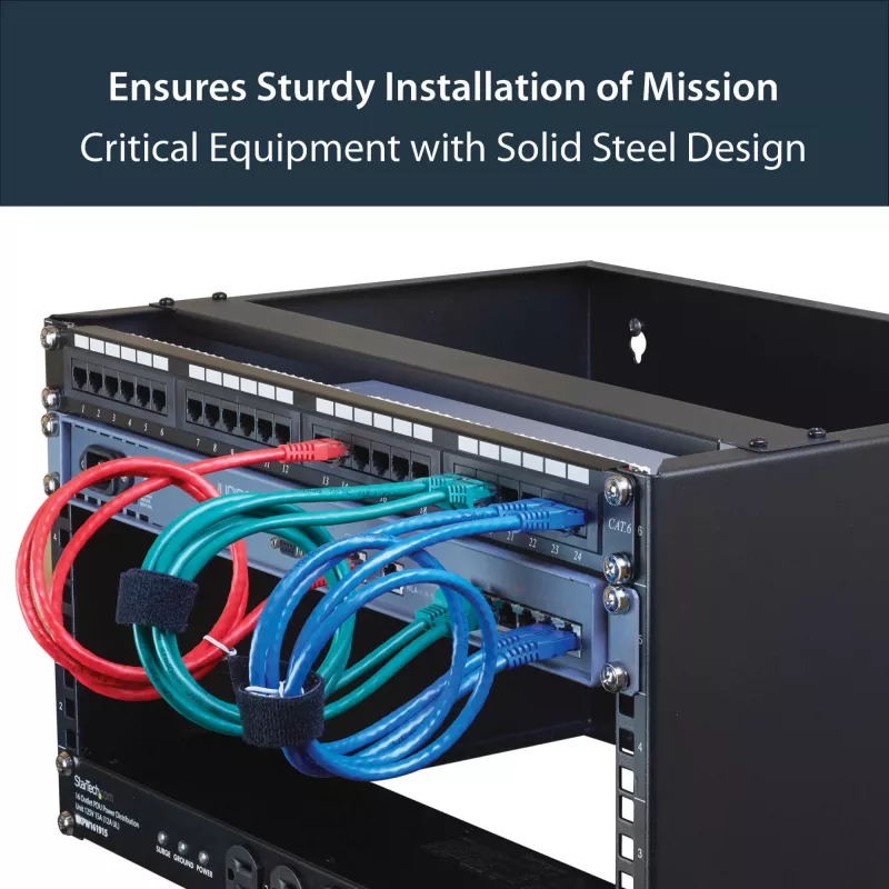 StarTech.com WALLMOUNT6 6HE Wandmontage-Halterung für Patchpanel, 19 Zoll, 35,5 cm tief, Stahl, Schwarz