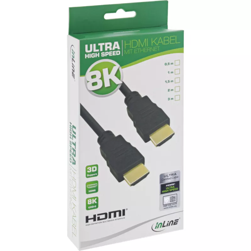 InLine zertifiziertes HDMI-Kabel, Ultra High Speed HDMI, 8K4K, 1m