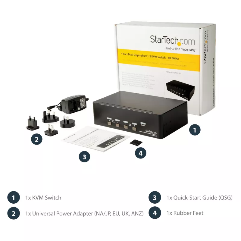 StarTech.com 4-Port Dual DisplayPort KVM Switch - 4K 60Hz