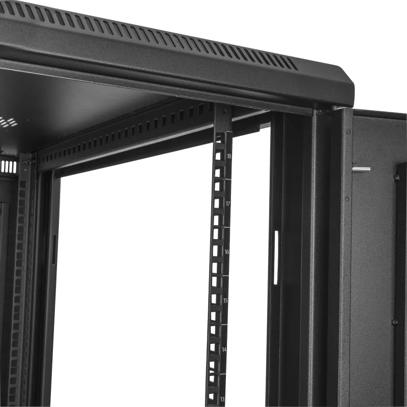 StarTech.com 4-Pfosten 18U Server-Rack-Schrank, abschließbarer 19-Zoll-Daten-Rack-Schrank für Computer / AV / IT-Equipment, Büro- / Heimnetzwerk-Rack mit Rollen & verstellbaren Montageschienen