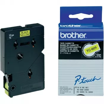 Beschriftungsband Brother TC601 12mm Schwarz auf Gelb