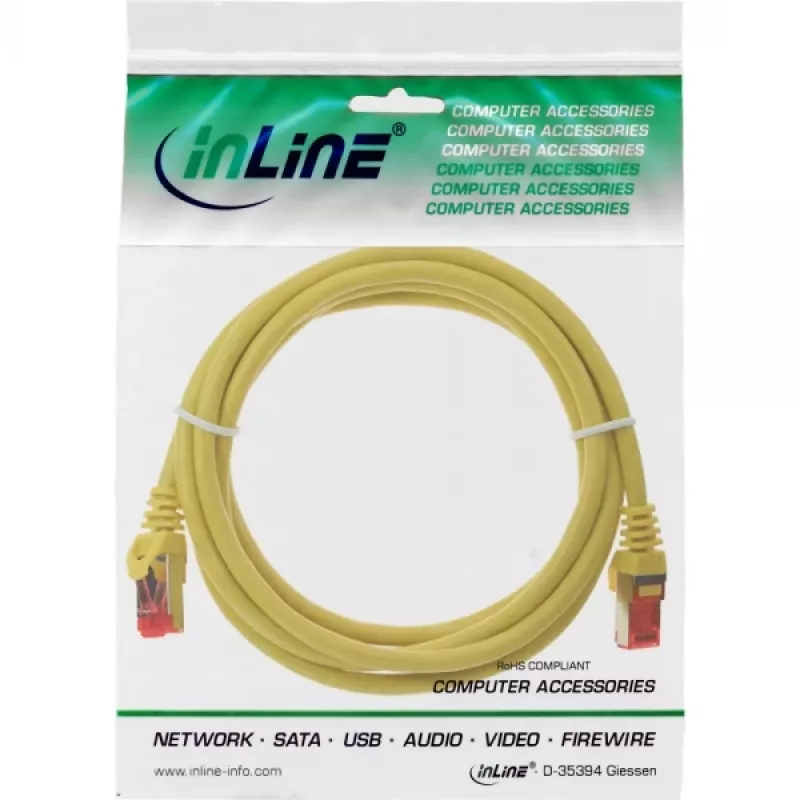InLine Patchkabel S/FTP PiMF Cat.6 250MHz PVC Kupfer gelb 0,25m