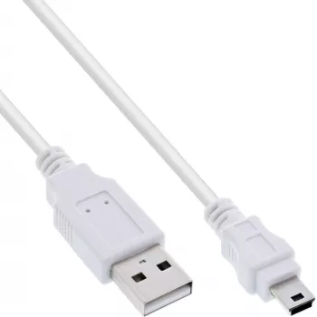 InLine USB 2.0 Mini-Kabel, Typ-A Stecker / Mini-B Stecker (5-polig), weiß, 0,5 m