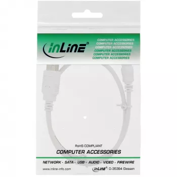 InLine USB 2.0 Mini-Kabel, Typ-A Stecker / Mini-B Stecker (5-polig), weiß, 0,5 m