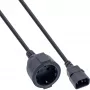 InLine Netzkabel, C14 auf Schutzkontakt-Buchse, schwarz, 1m