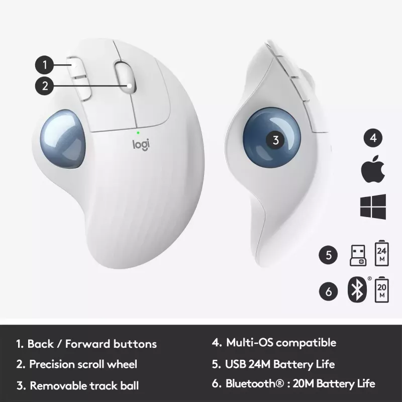 Maus Logitech ERGO M575 Wireless Trackball RF Wireless + Bluetooth