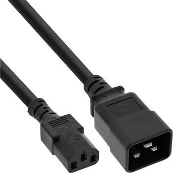 InLine Stromadapterkabel, IEC-60320 C20 auf C13, 3x1,5 mm², max. 10 A, 1 m