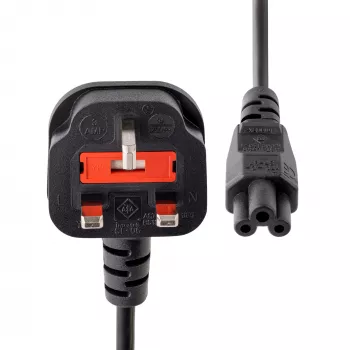StarTech.com 1,8 m (6 ft) UK Laptop-Netzkabel, BS 1363 auf C5 (Kleeblatt), 2,5 A 250 V, 18 AWG, UK Laptop-Ersatzkabel, Drucker-Netzkabel, Laptop-Ladekabel, Laptop-Netzteilkabel