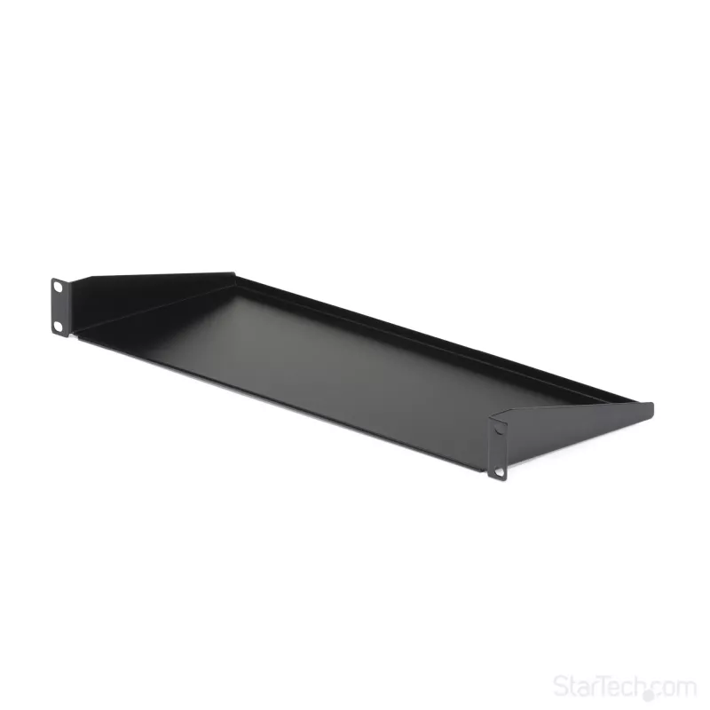 StarTech.com CABSHELF1U 1HE Server-Rack-Fachboden, fester Tragarm-Fachboden für 19-Zoll-Rack/Schrank, 17,7 cm (7 Zoll) tief, 15 kg (33 lb) Tragkraft, mit Käfigmuttern und Schrauben, Schwarz
