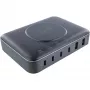 InLine Qi Powerstation Multiport Ladegerät, 4x USB-C + 2x USB-A, GaN 100 W, 15 W kabelloses Laden, Schwarz (31517K)