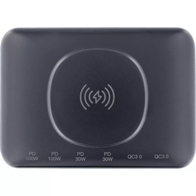InLine Qi Powerstation Multiport Ladegerät, 4x USB-C + 2x USB-A, GaN 100 W, 15 W kabelloses Laden, Schwarz (31517K)