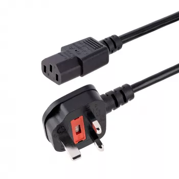 StarTech.com 10ft (3m) UK Computer-Netzkabel, 18AWG, BS 1363 auf C13, 10A 250V, Schwarzes Ersatz-AC-Netzkabel, Kaltgerätekabel / UK-Netzkabel, PC-Netzteil-Kabel, TV-/Monitor-Netzkabel
