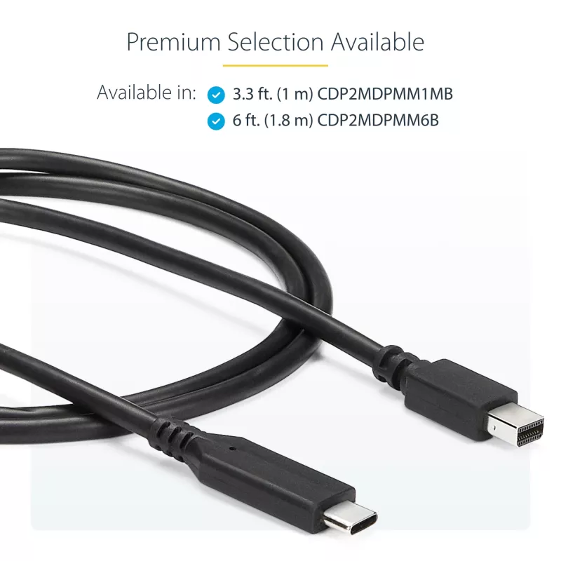 StarTech.com USB-C-auf-Mini-DisplayPort-Kabel – 1 m (3,3 ft.), 4K 60 Hz – Schwarz
