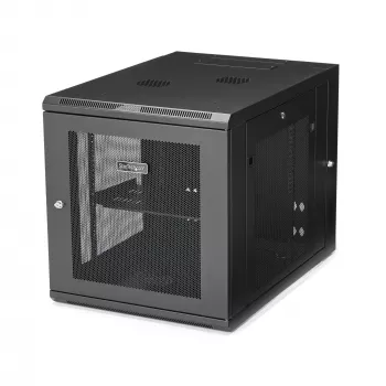 StarTech.com 4-Post 12U Wandmontage-Netzwerkschrank mit 1U Fach, 19 Zoll klappbares wandmontiertes Server-Rack für Daten / AV / Elektronik / Computerausrüstung, flexibles belüftetes Rack-Gehäuse