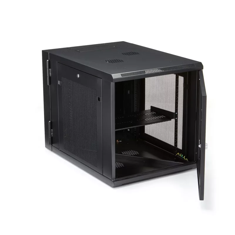 StarTech.com 4-Post 12U Wandmontage-Netzwerkschrank mit 1U Fach, 19 Zoll klappbares wandmontiertes Server-Rack für Daten / AV / Elektronik / Computerausrüstung, flexibles belüftetes Rack-Gehäuse