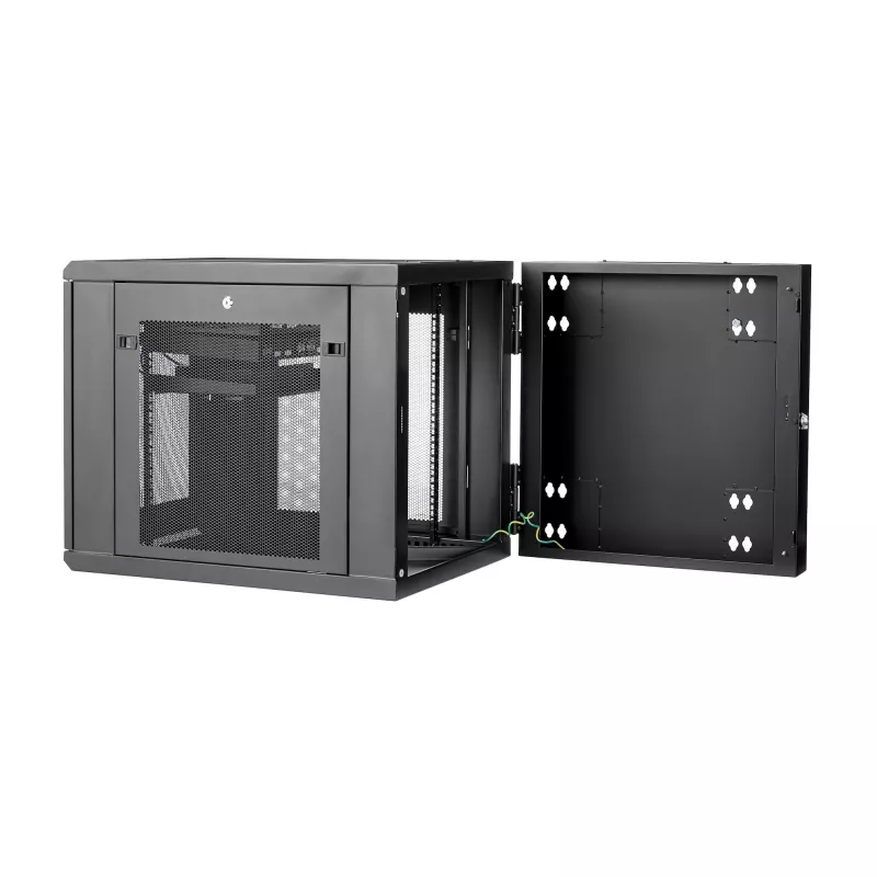 StarTech.com 4-Post 12U Wandmontage-Netzwerkschrank mit 1U Fach, 19 Zoll klappbares wandmontiertes Server-Rack für Daten / AV / Elektronik / Computerausrüstung, flexibles belüftetes Rack-Gehäuse