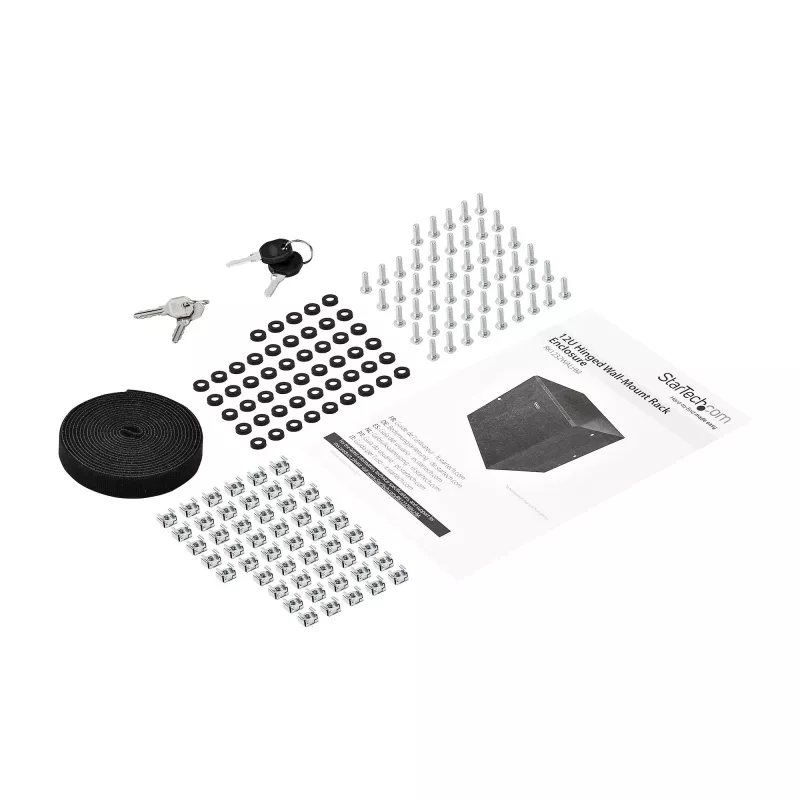 StarTech.com 4-Post 12U Wandmontage-Netzwerkschrank mit 1U Fach, 19 Zoll klappbares wandmontiertes Server-Rack für Daten / AV / Elektronik / Computerausrüstung, flexibles belüftetes Rack-Gehäuse