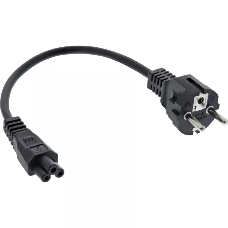 InLine Netzkabel Typ F deutsch / „Mickey-Maus“-Notebookstecker schwarz 1,8 m