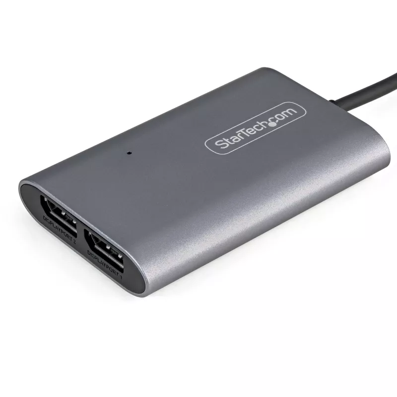 StarTech.com Thunderbolt auf Dual DisplayPort Adapter DP 1.4, Dual 4K 60Hz oder Single 8K/5K Thunderbolt zu DP Konverter, 2x DisplayPort Monitor Video Adapter - Mac & Windows