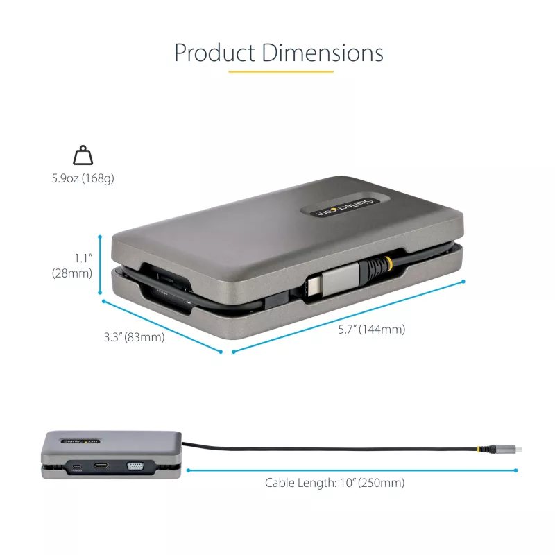 StarTech.com DKM31C3HVCPD USB-C Multiport-Adapter / Dual-Monitor-Dockingstation, 4K HDMI 2.0, VGA, USB-C DP-Alt-Mode-Video, 100 W PD Pass-Through, 2x USB-A 10 Gbit/s, GbE, MST, Grau