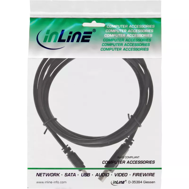 InLine USB 2.0 Mini-Kabel USB Typ A Stecker / Mini B Stecker, 5-polig, schwarz, 5 m