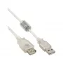 InLine USB 2.0 Verlängerungskabel Typ A M/F, transparent, mit Ferrit, 3m
