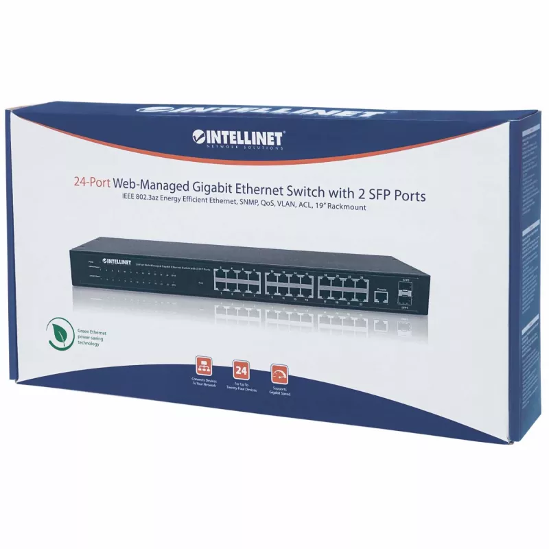 Intellinet 560917 24-Port-Gigabit-Web-Smart-Switch, 2x SFP, Rackmontage