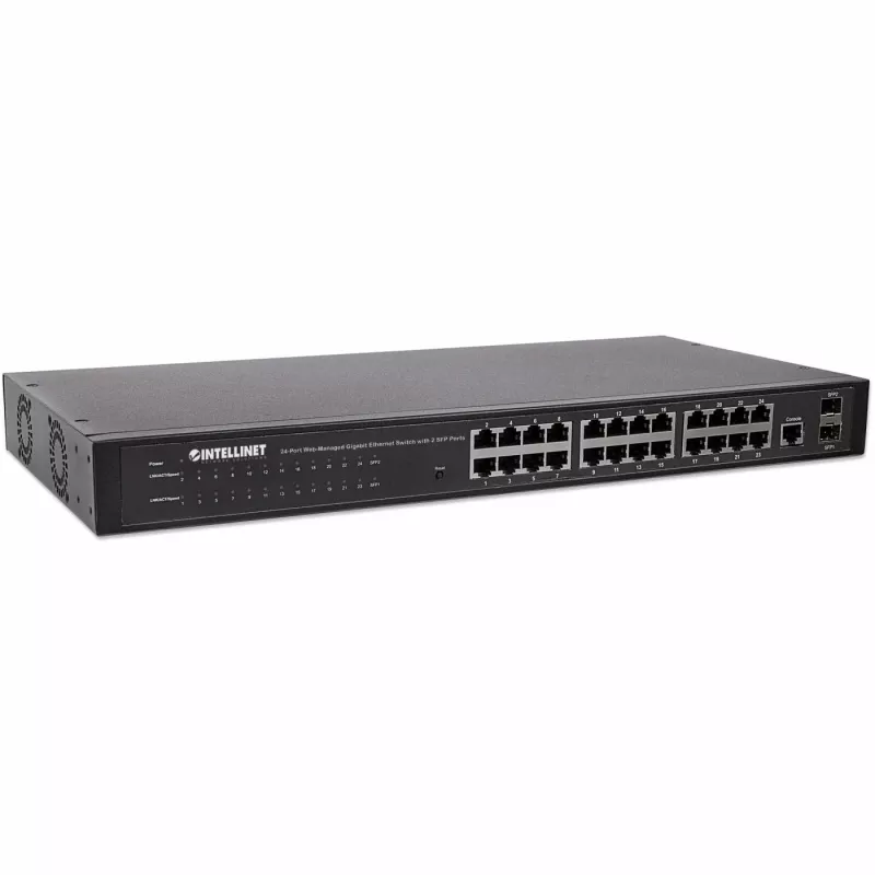 Intellinet 560917 24-Port-Gigabit-Web-Smart-Switch, 2x SFP, Rackmontage